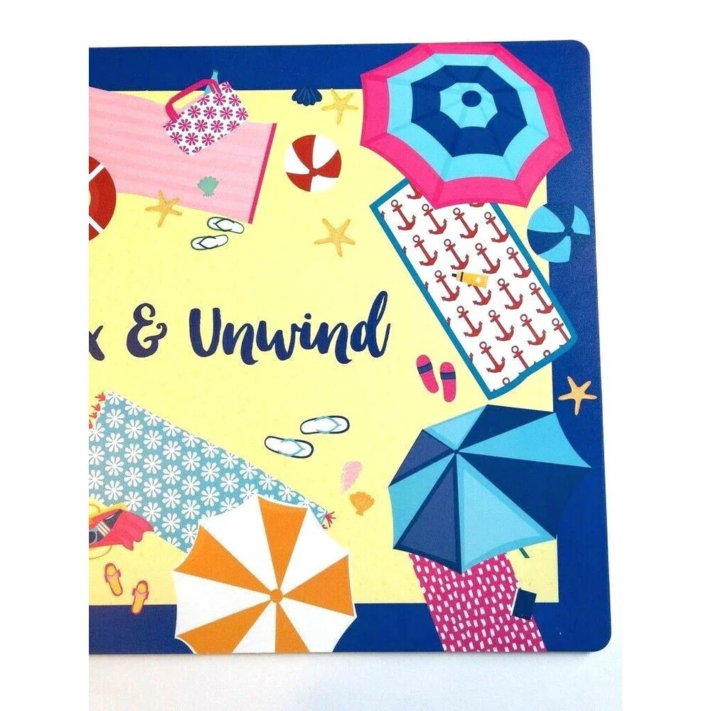Beach Umbrellas Flip Flop Vinyl Foam Back Placemats Set of 4 Relax Unwind Summer